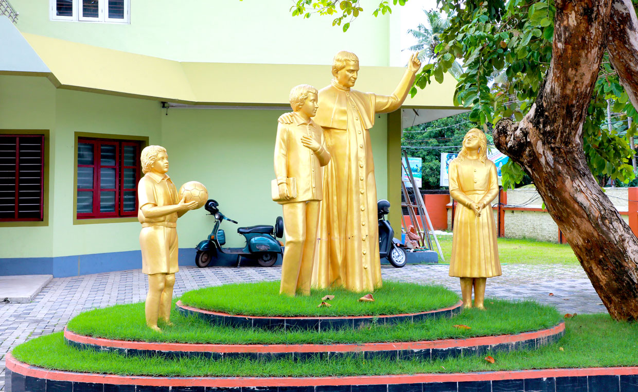 Don Bosco statue at Don Bosco Senior Secondary School Vaduthala